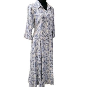 C&C California Blue and White Palm Tree Patterned Dress-Size Medium